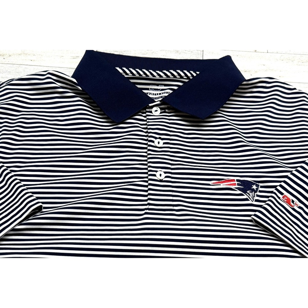 Vineyard Vines Performance Patriots Polo Shirt Large Blue White Whale Rugby Mens